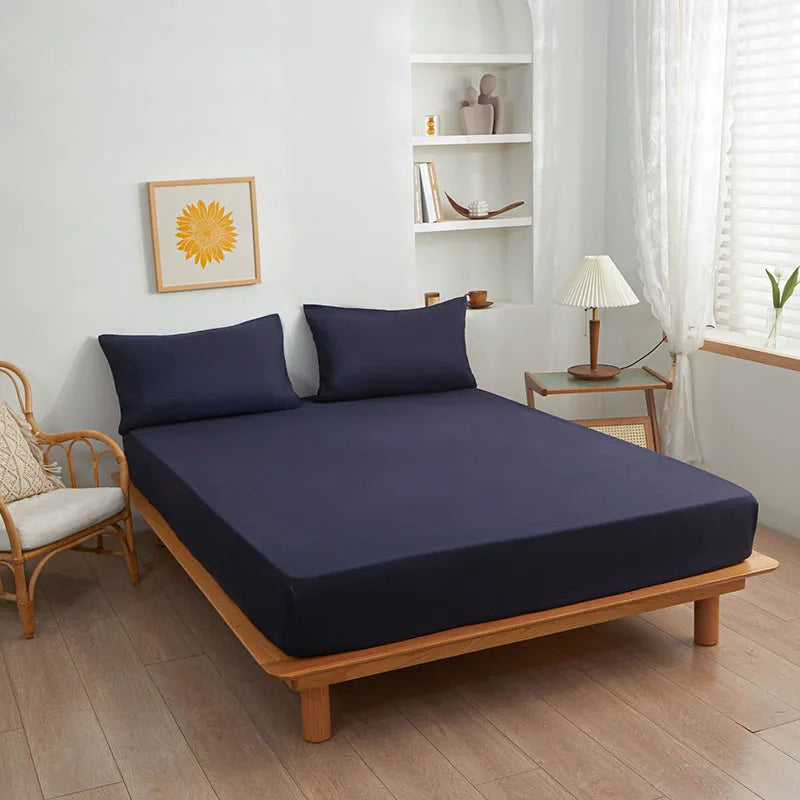 DecorBites™ Cotton Fitted Sheet: Soft & Durable, Queen/King Size, Elastic Band, Skin-Friendly