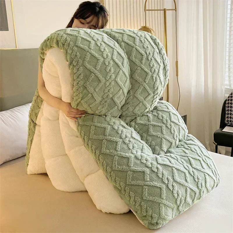 Decobites Super Thick Winter Warm Blanket for Cozy Beds, Artificial Lamb Cashmere Quilt