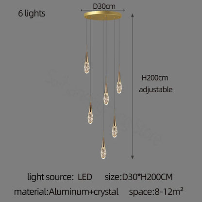 DecorBites™ Diamond Crystal Chandelier - Gold Interior Designer Living Room Lamp