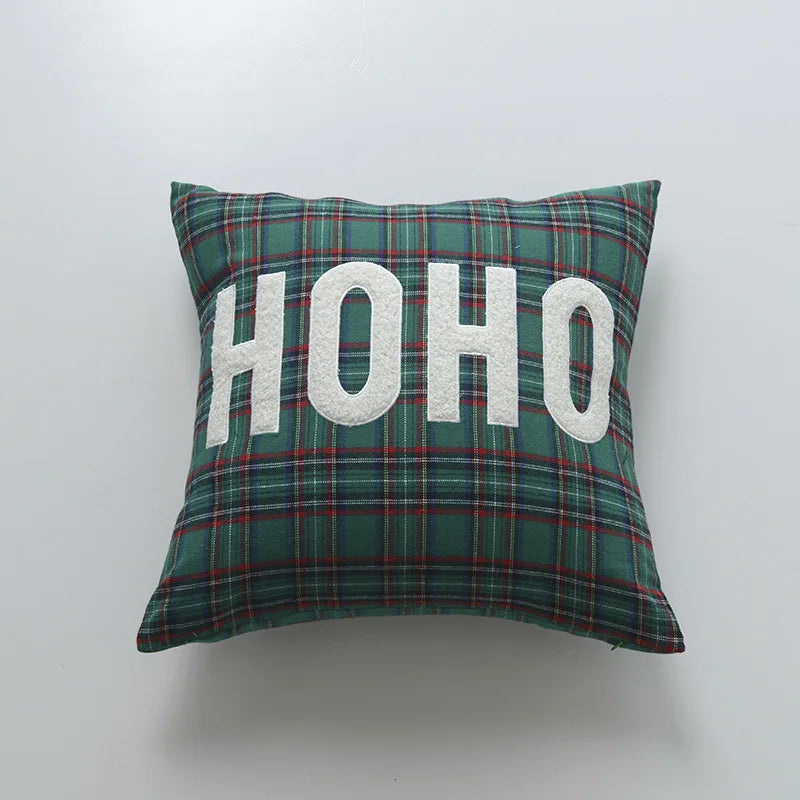 DecorBites™ Christmas Cartoon Letter Embroidered Pillow Cover Festive Sofa Cushion