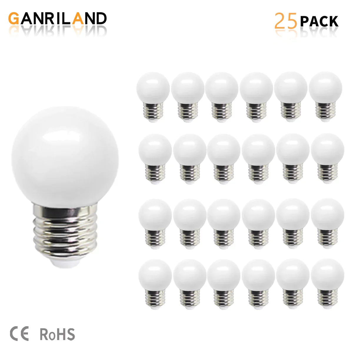 Guirnalda de luces DecorBites™ G45 blanca: Mini bombillas impermeables para exteriores, luz blanca cálida de 2700 K