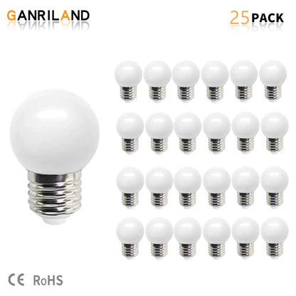 Guirnalda de luces DecorBites™ G45 blanca: Mini bombillas impermeables para exteriores, luz blanca cálida de 2700 K