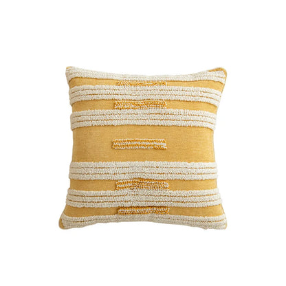 DecorBites™ Golden Yellow Geometric Tufted Tassel Cushion Cover - Modern Boho Home Decor