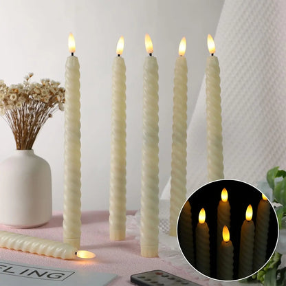 Remote or Not Spiral led Taper Candle Church CandleStick Twisted Battery Operated stick Candle Home Wedding table Decoration H25