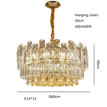 DecorBites™ Gold Lustre Chandelier LED Crystal Light Fixture - Postmodern Luxury Hanging Lamp