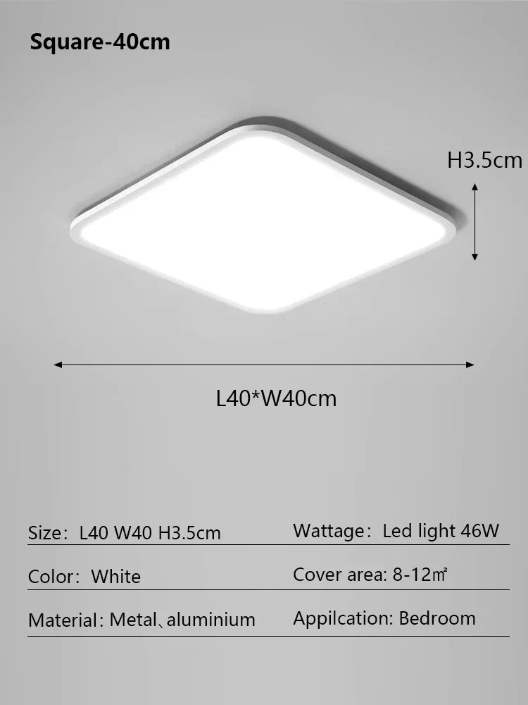 DecorBites™ LED Ceiling Light: Nordic Style Ultra Thin Square Lamp for Living Room and Bedroom