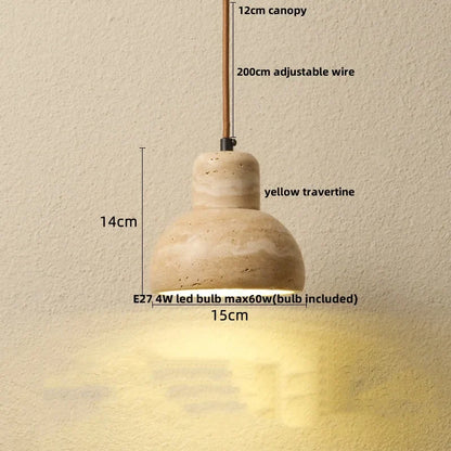 DecorBites™ LED Hanging Light Fixture Yellow Travertine Nordic Wire Adjustable Pendant Lamp