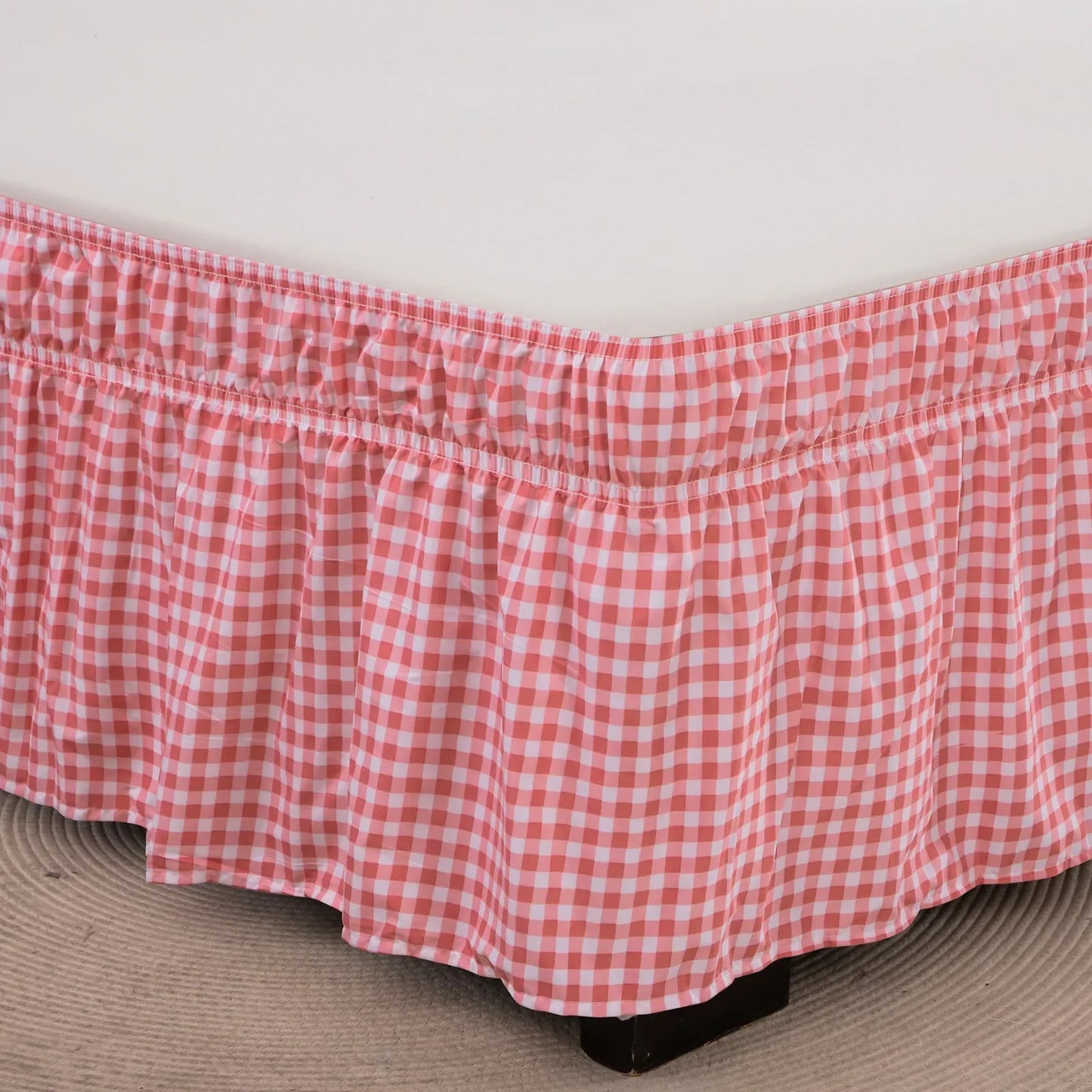 DecorBites™ Elastic Band Diamond Lattice Ruffled Bed Skirt for Queen Size Mattress