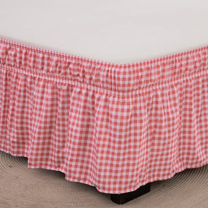 DecorBites™ Elastic Band Diamond Lattice Ruffled Bed Skirt for Queen Size Mattress