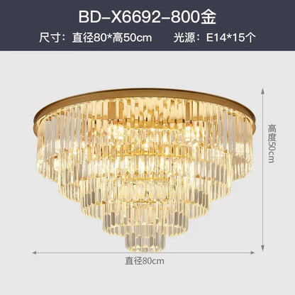 DecorBites™ Crystal Gold Black LED Chandelier - Multi-Storey Modern Round Pendant Lamp