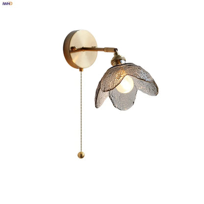 DecorBites™ Gray Glass LED Wall Lights, Pull Chain Switch, Modern Nordic Design