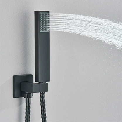 Sistema de ducha mural DecorBites™ negro con teleducha - Grifo de agua de lluvia de 12/16 pulgadas