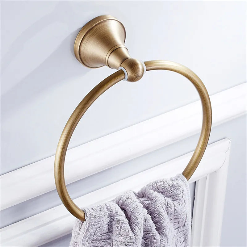 DecorBites™ Bronze Bathroom Accessories Set: Towel Rack, Toilet Brush Holder, Soap Dish, Towel Shelf