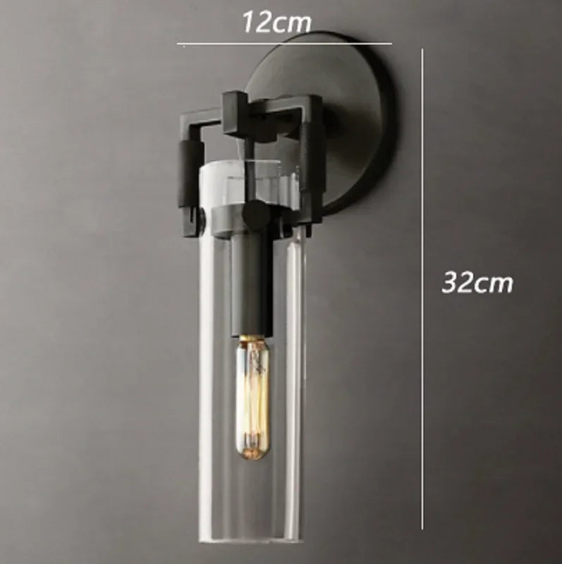 DecorBites™ Industrial Glass Wall Lamp Retro Sconce for Bedroom Study Loft Dining Room