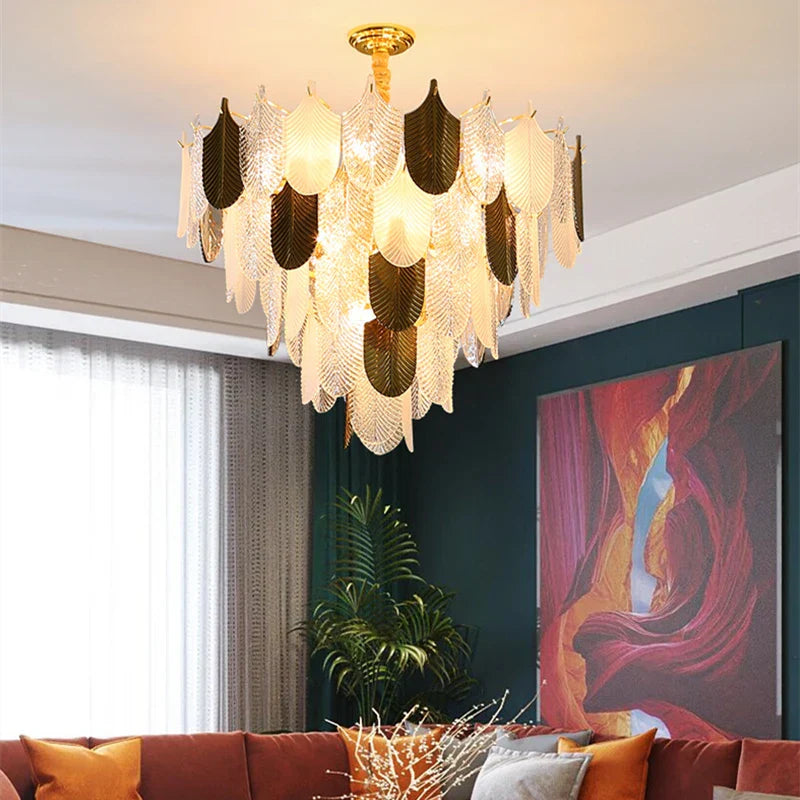 DecorBites™ Elegant Glass Ceiling Chandelier: Bedroom Living Room Lighting Pendant Lamp