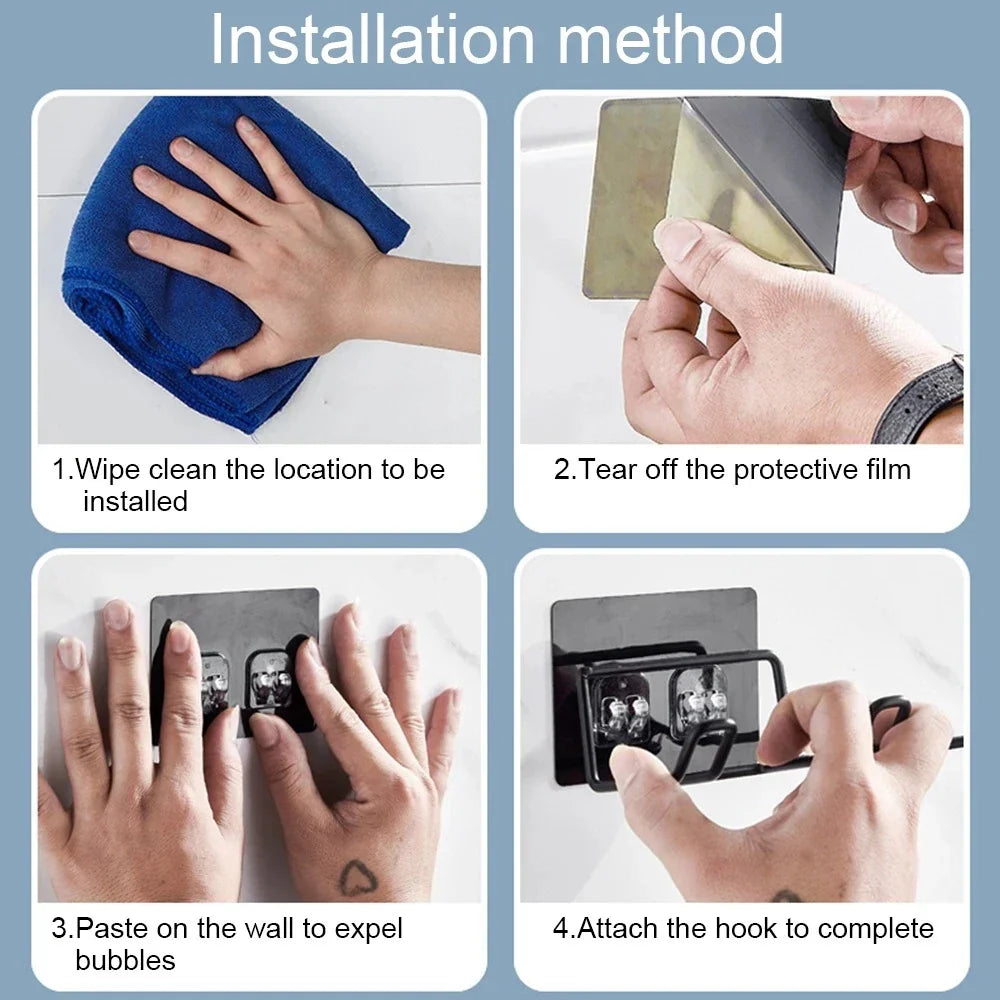 DecorBites™ Hair Care Organizer: Wall-Mounted Storage Shelf for Hair Dryer & Straightener