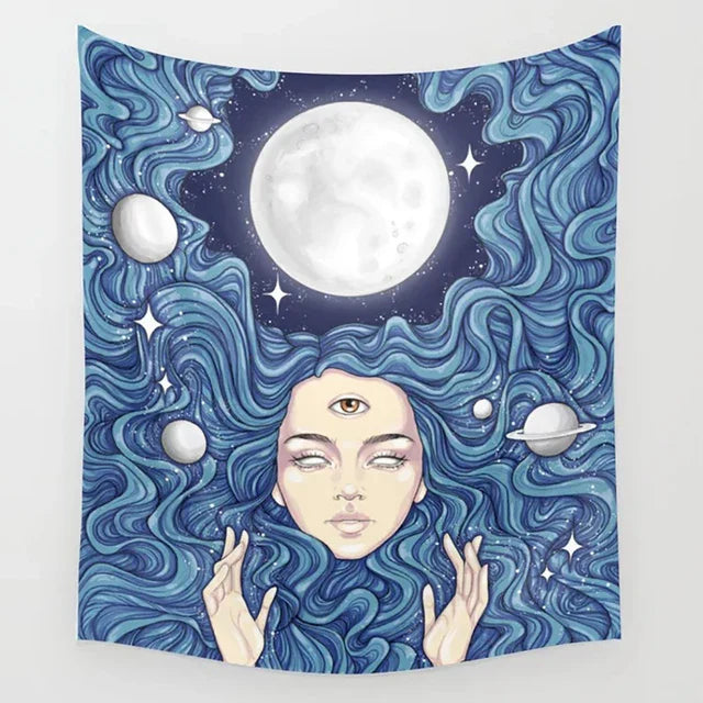 Moon Phase Magic Tapestry by Decobites - Boho Wall Hanging for Bedroom Decor