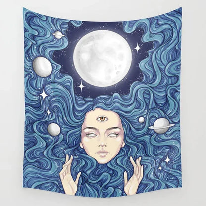 Moon Phase Magic Tapestry by Decobites - Boho Wall Hanging for Bedroom Decor