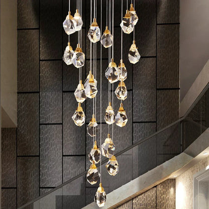DecorBites™ Diamond Crystal Chandelier Staircase LED Large Living Room Hall Lighting