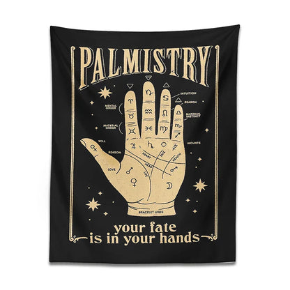 Decobites Palmistry Tapestry Wall Hanging: Retro Witchcraft Bohemian Art for Home Decor