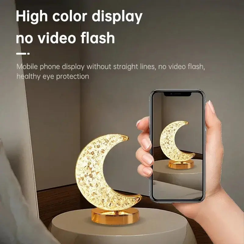 Decorbites™ Schlafzimmer Kristall-Touch-Dimm-Nachtlicht Mädchenzimmer Heimdekoration Ästhetik USB-Nachttisch LED Umgebungs-Tisch 3D