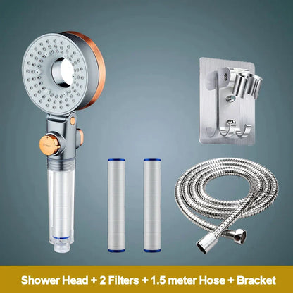 DecorBites™ Dual-Sided Shower Head 3 Jettings Water Saving Filtration Round Rainfall