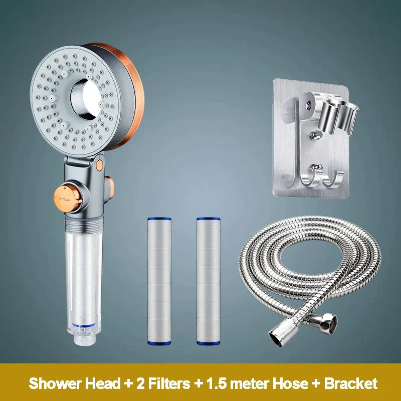 DecorBites™ Dual-Sided Shower Head with 3 Jets & Water-Saving Filtration