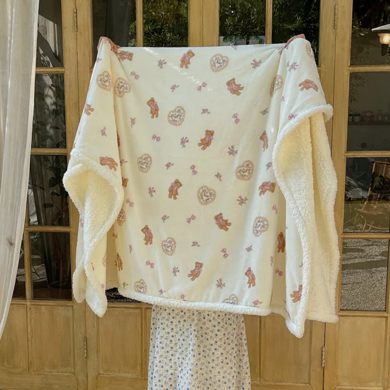 DecorBites™ Lamb Nap Cartoon Coral Velvet Blanket: Super Soft, Thick, and Cute for Winter