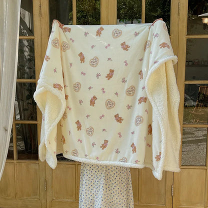 DecorBites™ Lamb Nap Cartoon Coral Velvet Blanket: Super Soft, Thick, and Cute for Winter