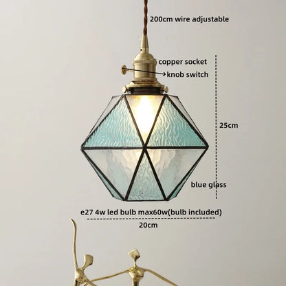 DecorBites™ Glass Copper LED Hanging Light: Nordic Pendant Lamp, Living Room Bedroom Coffee Knob Switch