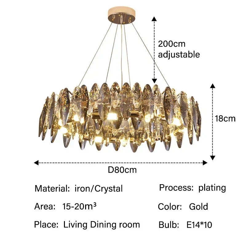 DecorBites™ Crystal Ceiling Chandelier LED Modern Luxury Lighting for Living Dining Bedroom
