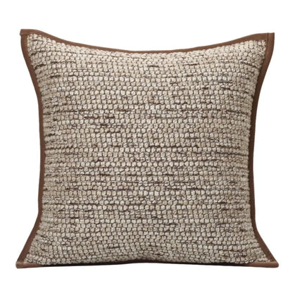 Funda de cojín DecorBites™ geométrica de piel marrón con diseño de empalme, 45x45 cm, funda de cojín cuadrada de lujo