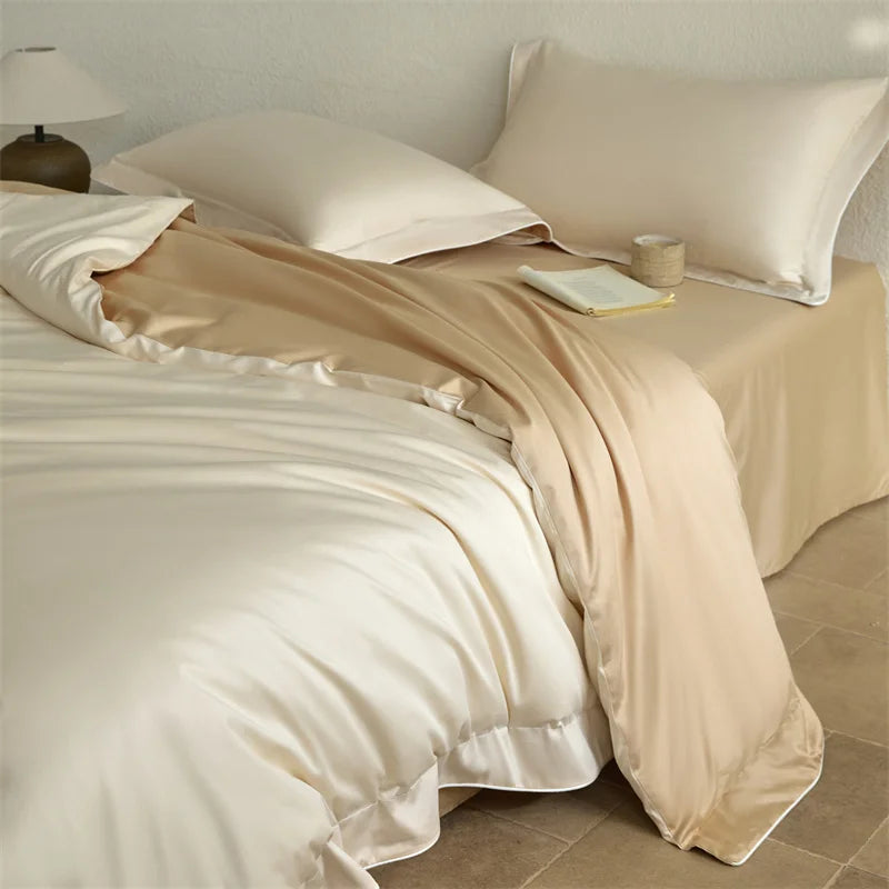 Decobites Luxury 600TC Egyptian Cotton Bedding Set: Duvet, Bed Sheet, Pillowcases - Queen King Size