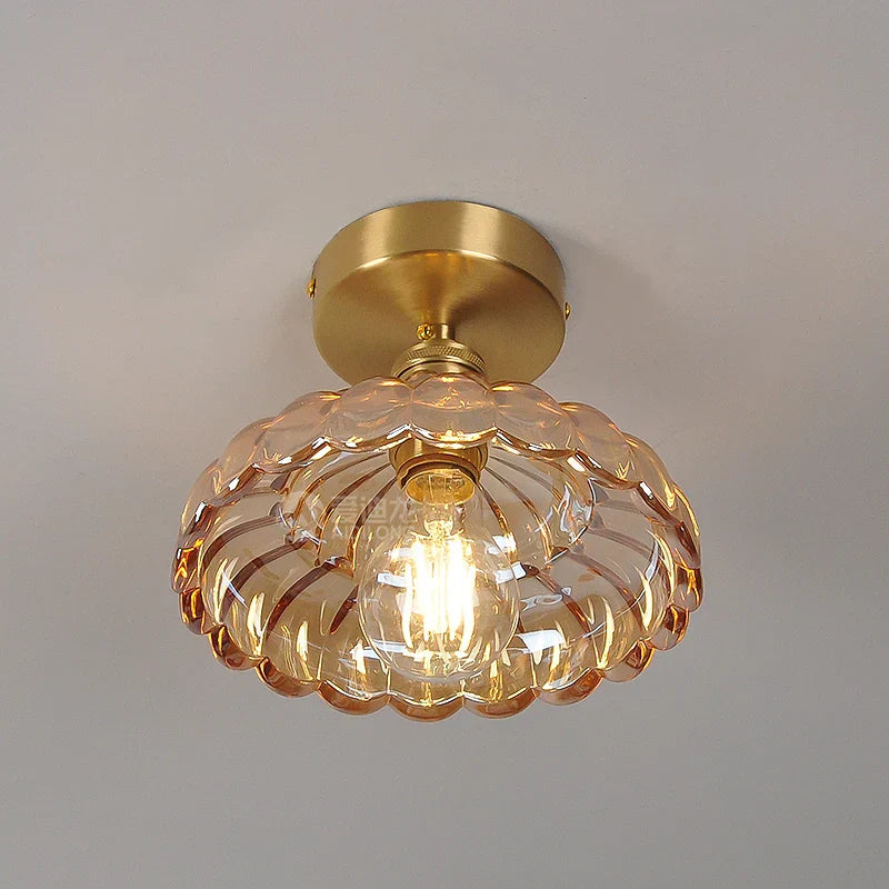 ديكوربايتس™ مصباح سقف LED زجاجي كهرماني بإضاءة داخلية بسيطة وحديثة