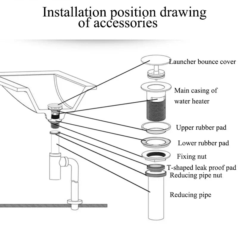 DecorBites™ Gold Large Round Bathroom Pop-up Drain for Copper Washbasin Sink