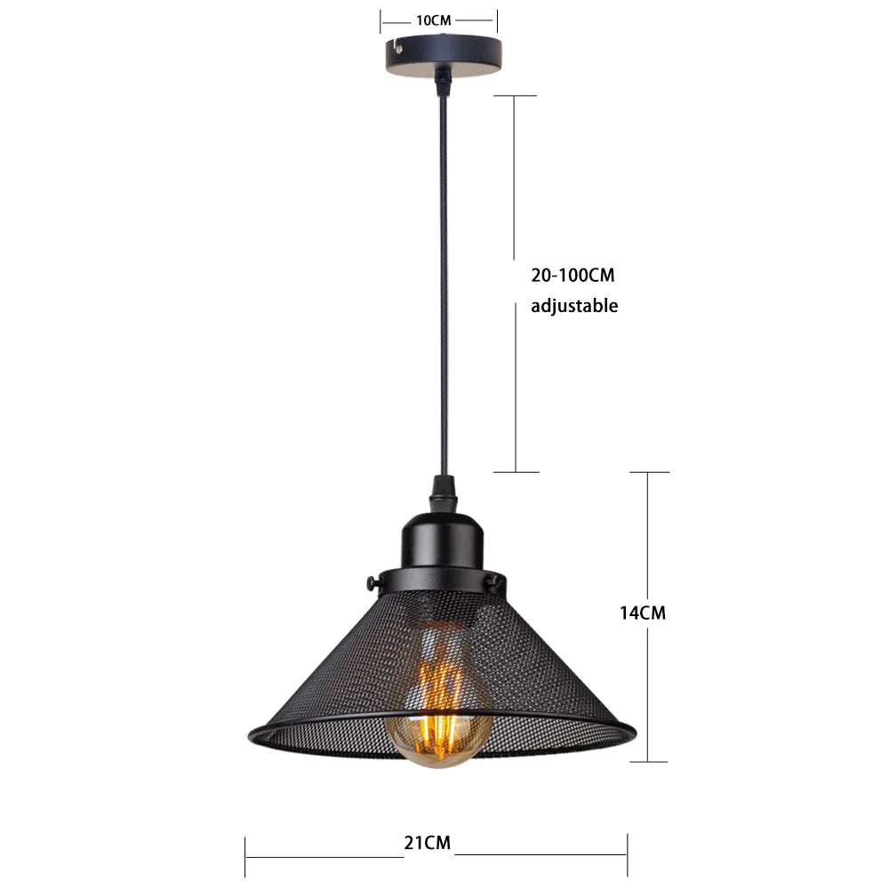 DecorBites™ Black Cage Pendant Light Iron Industrial Retro Lighting for Home Decor