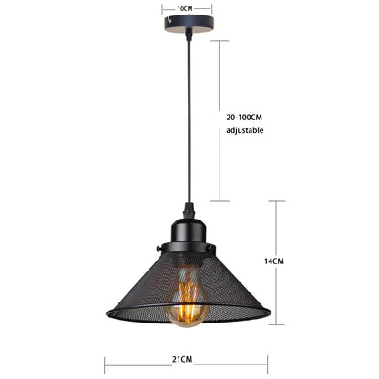 DecorBites™ Black Cage Pendant Light Iron Industrial Retro Lighting for Home Decor