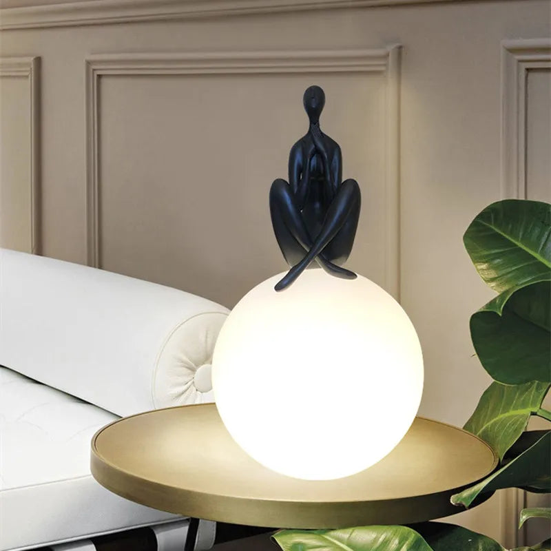 DecorBites™ Glass Ball Table Lamp: Stylish LED Sculpture Desk Lamp for Home Decor