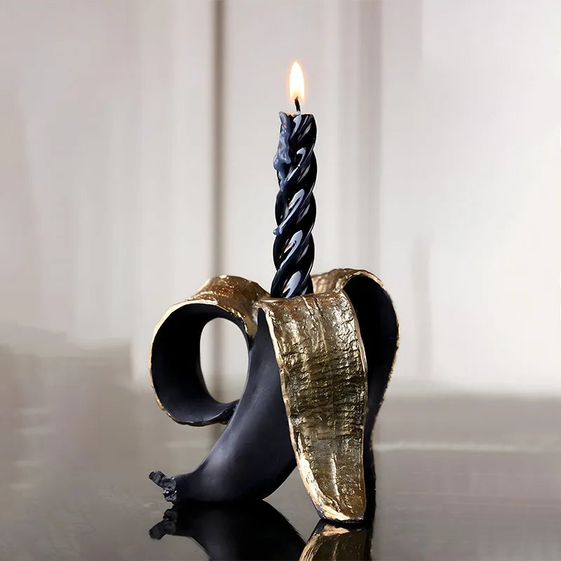 DecorBites™ Golden Banana Candlestick Holder for Wedding Centerpieces and Home Decoration