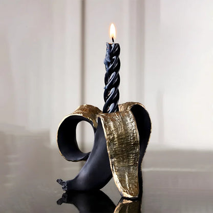 DecorBites™ Golden Banana Candlestick Holder for Wedding Centerpieces and Home Decoration