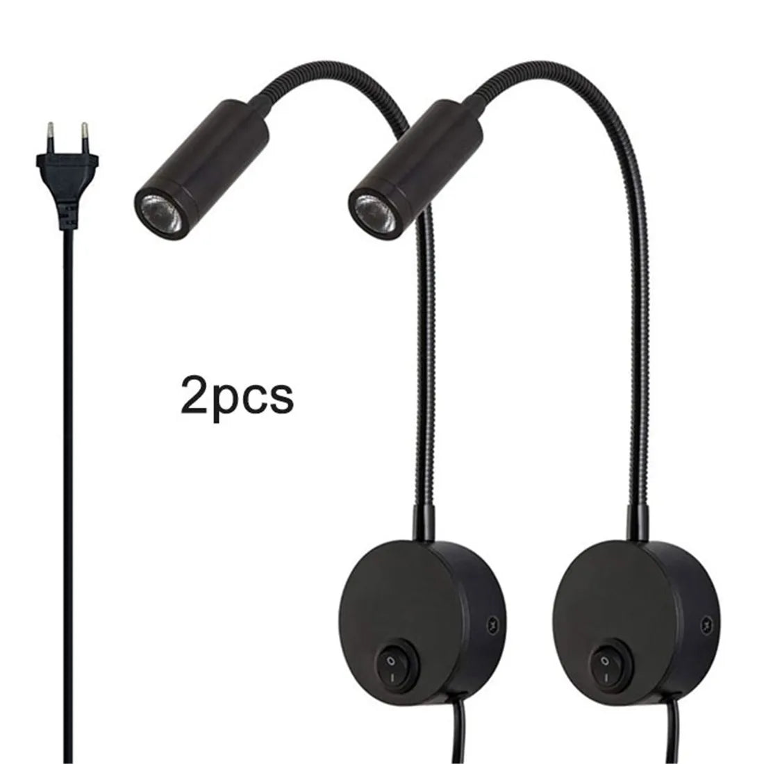 Juego de lámparas de pared LED DecorBites™: 2 apliques de pared de 3 W y 4000 K con enchufe para cabecera de cama o mesilla de noche.