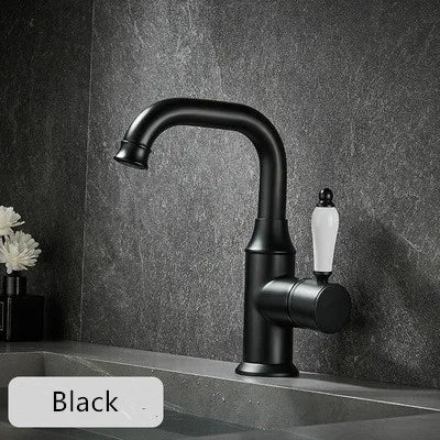 DecorBites™ Brushed Gold Basin Faucet Deck Mounted Sink Tap Hot Cold Chrome Brass