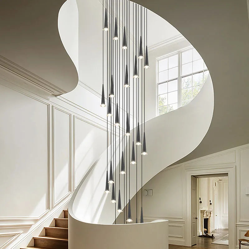 Lámpara de araña LED de cristal DecorBites™ para escaleras: Iluminación de lujo para escaleras largas