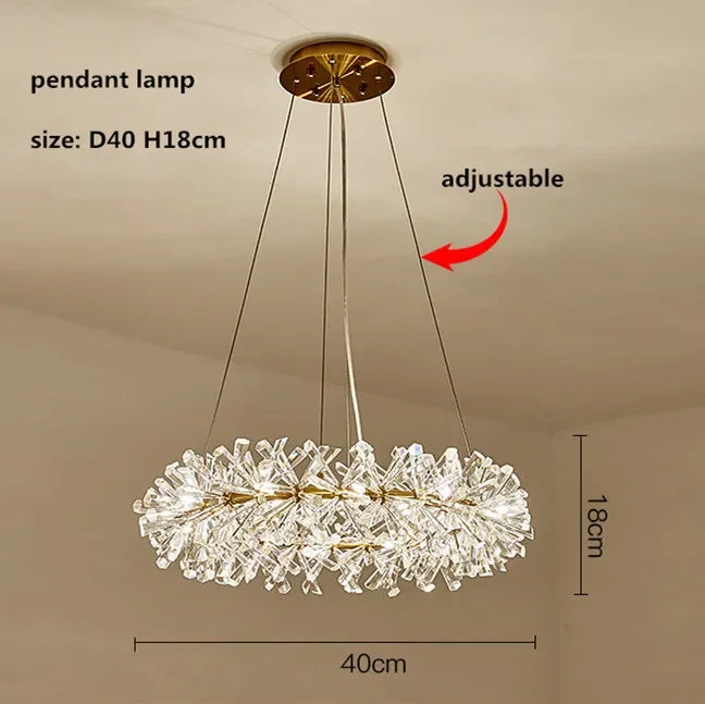 DecorBites™ Crystal Flower Chandelier: Modern Nordic Luxury LED Ceiling Lamp for Living Room