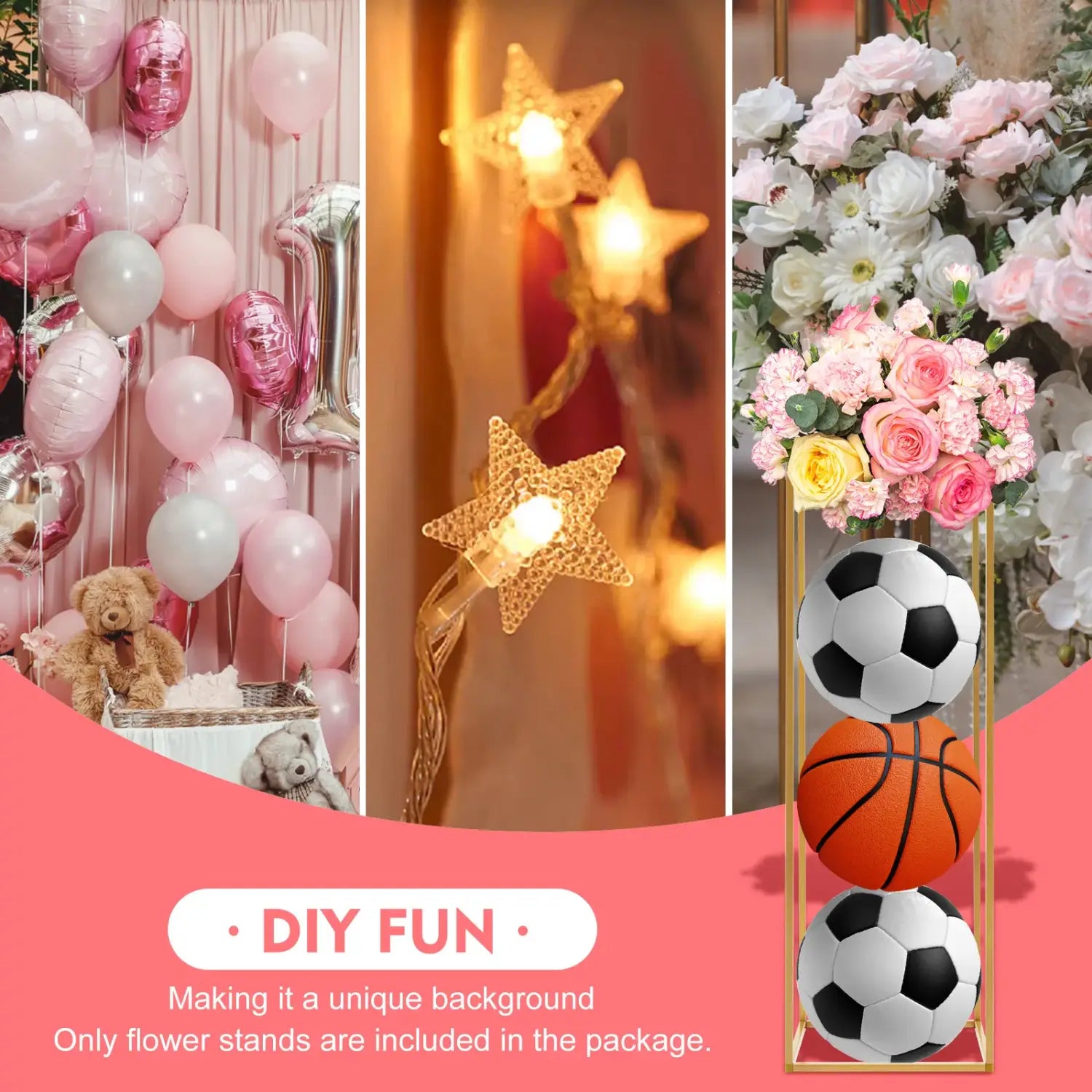 DecorBites™ Elegant 10-Piece Gold Wedding Flower Stand