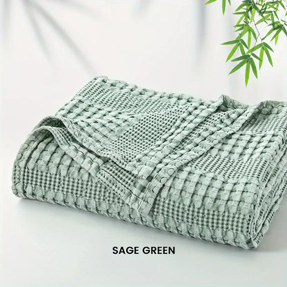 Decobites Bamboo Cotton Waffle Blanket - Lightweight Breathable Blanket