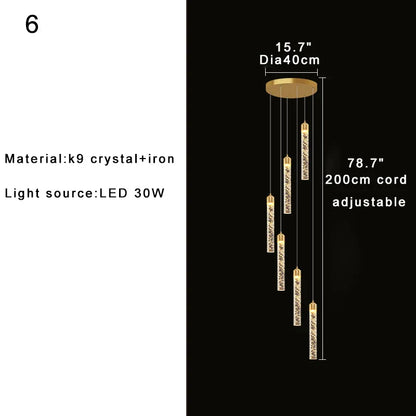 DecorBites™ Crystal Chandelier for Two-storey Foyer & Circular Stairwell