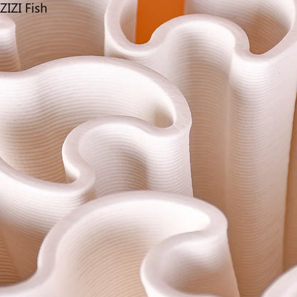 DecorBites™ Ceramic Vase Plant Pots White Porcelain Floral Desk Decor Crafts Flower Pots