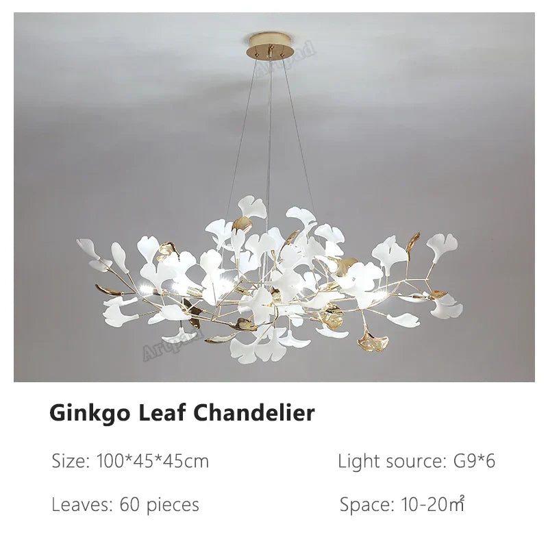 ثريا أوراق الجنكة من ديكوربايتس™: مصباح معلق فاخر على الطراز الاسكندنافي للفنادق والسلالم وغرف المعيشة