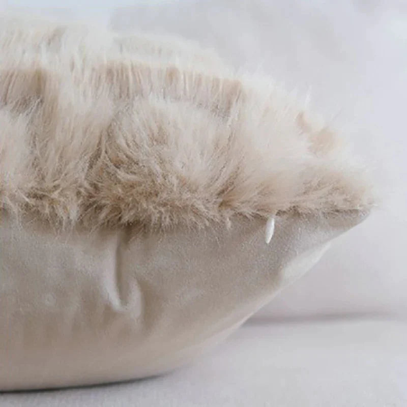 Funda de almohada DecorBites™ de piel sintética geométrica color crema para decoración del hogar de lujo